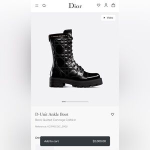 Dior Black Quilted Ankle Boot